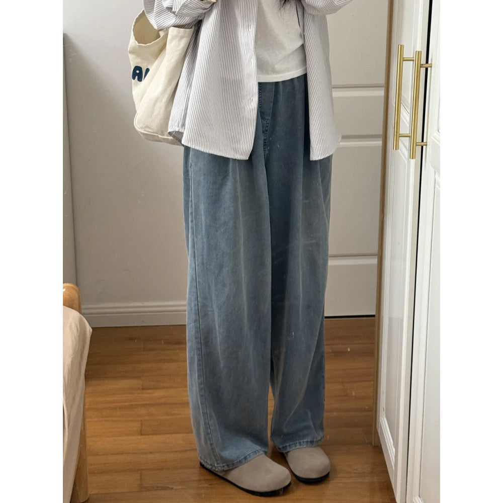 Premium High-Waisted Elastic Waist Tencil Denim Pants for Women