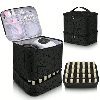 Professional Manicure Tools Case - 30-Compartment Nail Polish Storage Bag