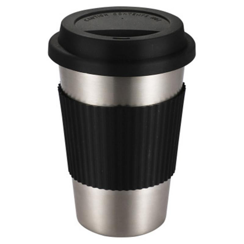 Stainless Steel Insulated Coffee Travel Mug with Black Grip