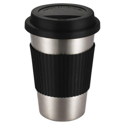 Stainless Steel Insulated Coffee Travel Mug with Black Grip