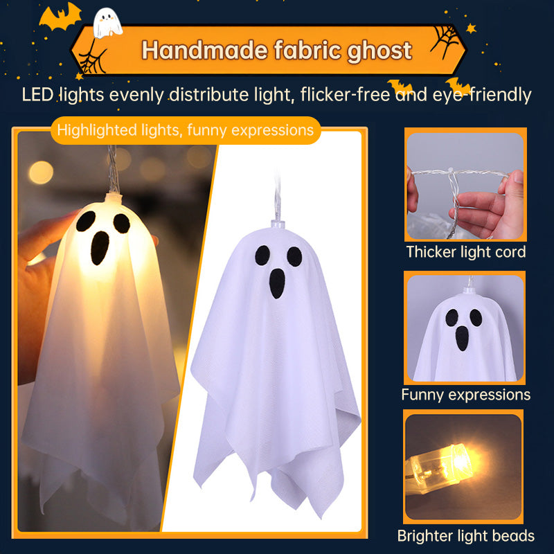 Halloween Ghost String Lights with 8 Modes / Waterproof Indoor/Outdoor Decor for Haunted House, Party, and Porch