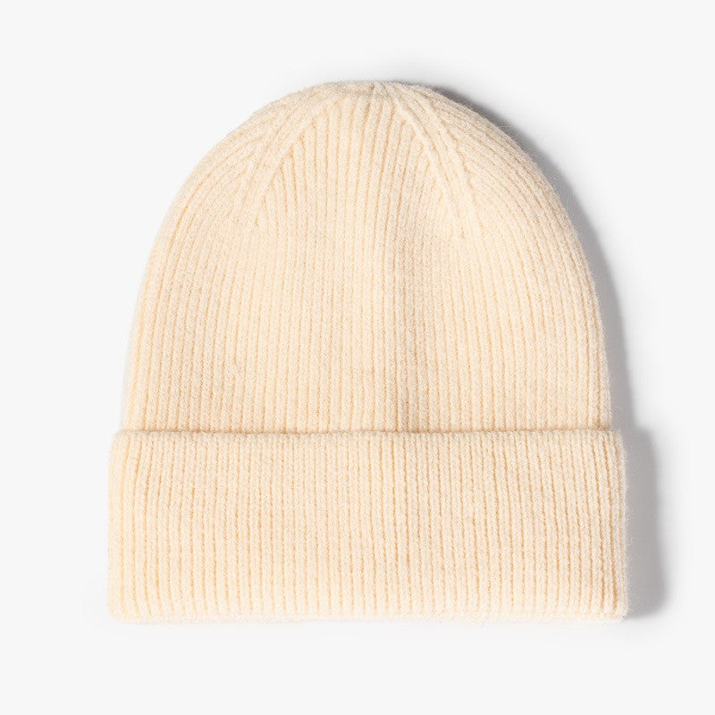 Men's Solid Color Ribbed Beanie Hat | Thick Warm Knitted Woolen Cap for Winter & Outdoors