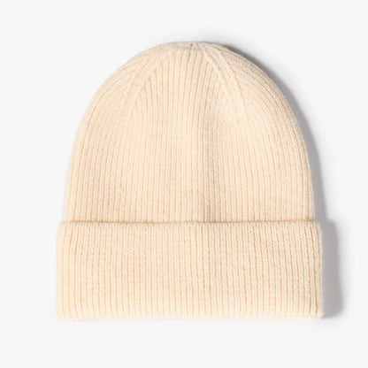 Men's Solid Color Ribbed Beanie Hat | Thick Warm Knitted Woolen Cap for Winter & Outdoors
