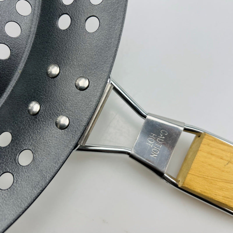 Circular Non-Stick Folding BBQ Basket / Barbecue Plate for Vegetables and Pancakes