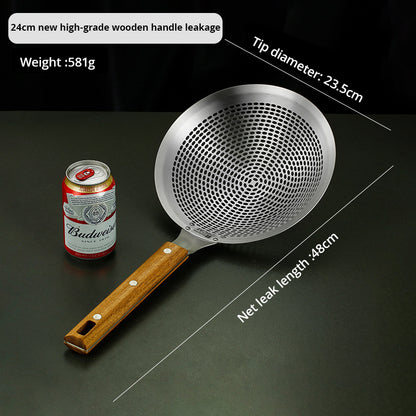 Large Stainless Steel Spider Strainer Skimmer with Wooden Handle for Frying and Cooking