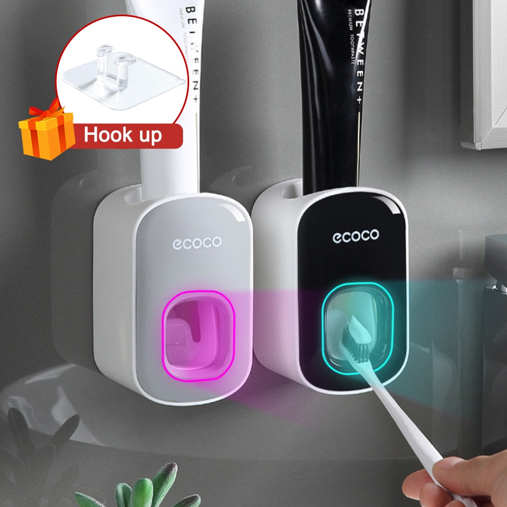 Hands-Free Automatic Toothpaste Dispenser – Wall Mounted Dust-Proof Toothbrush Holder Set