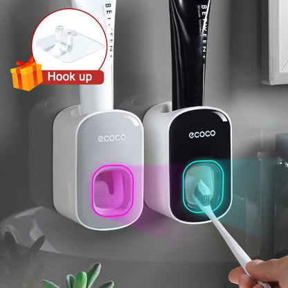 Hands-Free Automatic Toothpaste Dispenser – Wall Mounted Dust-Proof Toothbrush Holder Set