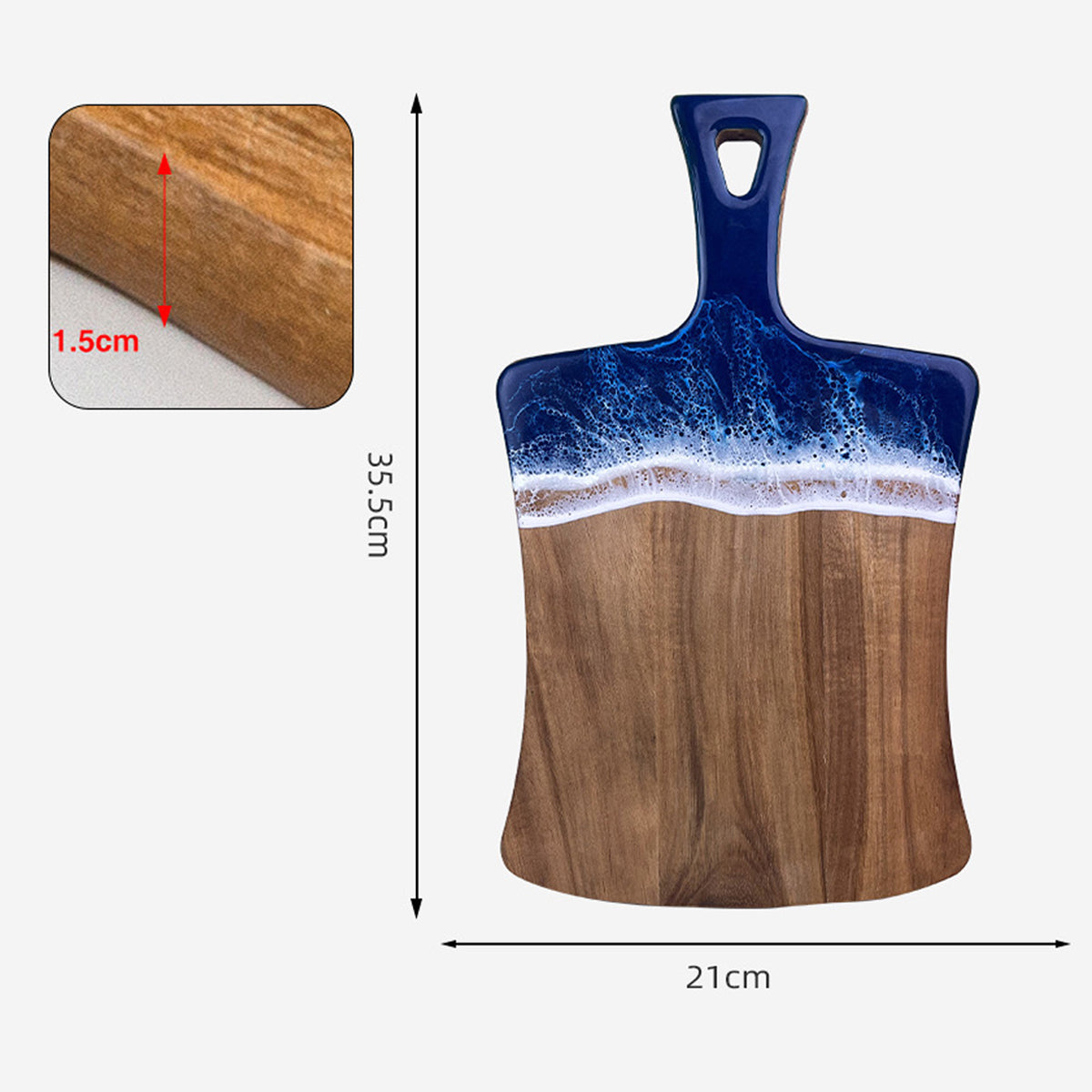 Luxury Resin Ocean Wave Wood Cutting Board - Handmade Acacia Wood Charcuterie Board