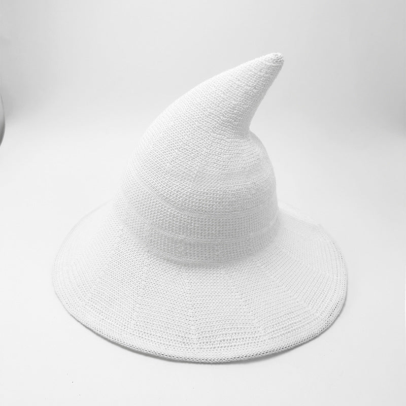 Knitted Pointed Top Witch Hat | Wide Brim Halloween Party