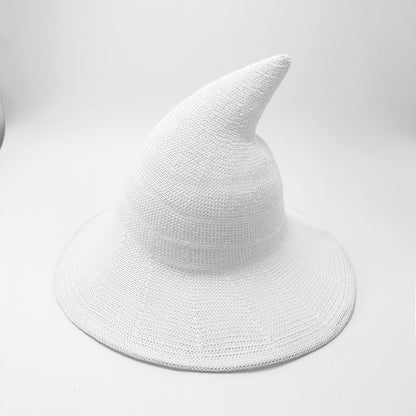 Knitted Pointed Top Witch Hat | Wide Brim Halloween Party