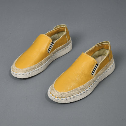 Men's Handmade Leather Fisherman Shoes - Casual Cowhide One Foot Massage Loafers