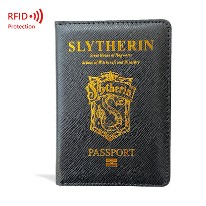 Hogwarts Magic School RFID Blocking Passport Cover - Cross Pattern PU Leather Travel Wallet