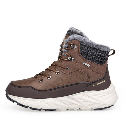 Winter Outdoor Fleece-Lined Snow Boots – Warm Mid-Cut Height Increasing Walking Shoes for Men & Women