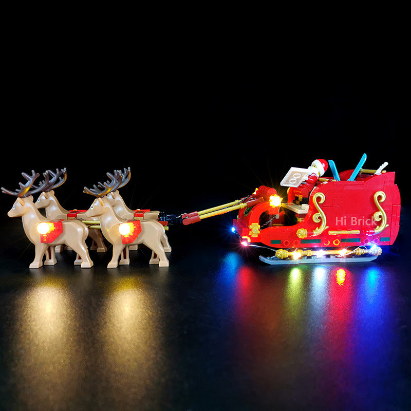 Christmas Building Block Lighting Kit for Santa Claus Reindeer Sled