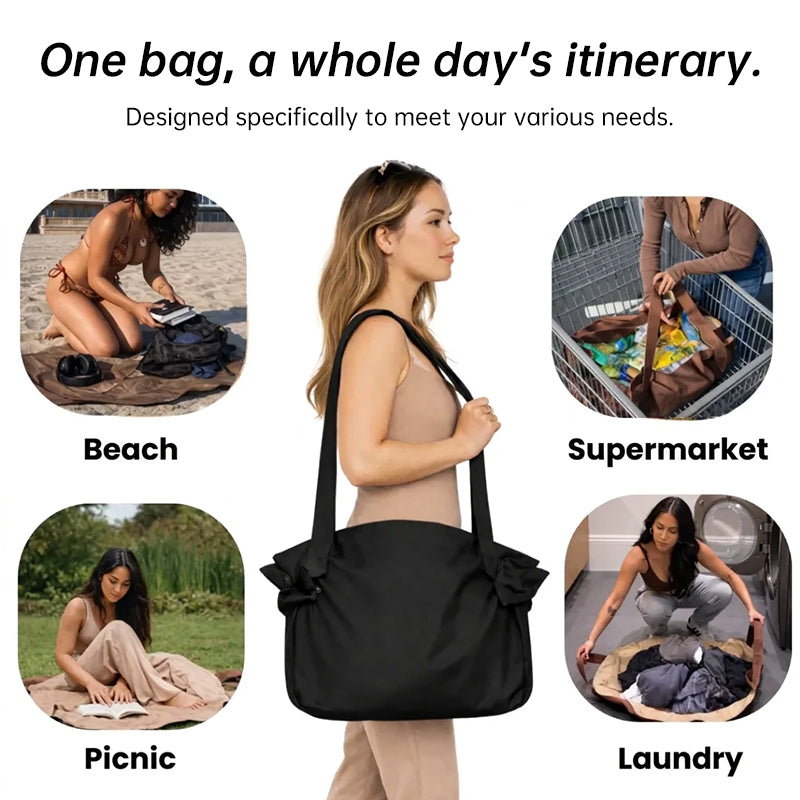 Foldable Travel Duffel Bag + Picnic Blanket | Large Capacity Waterproof Tote