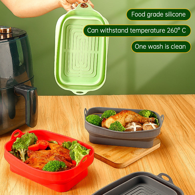 Reusable Silicone Air Fryer Liner - Food Grade Non-Stick Baking Tray for Easy Cleaning