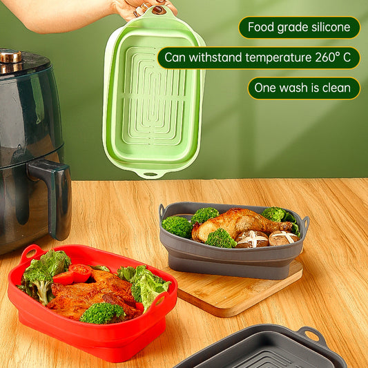 Reusable Silicone Air Fryer Liner - Food Grade Non-Stick Baking Tray for Easy Cleaning