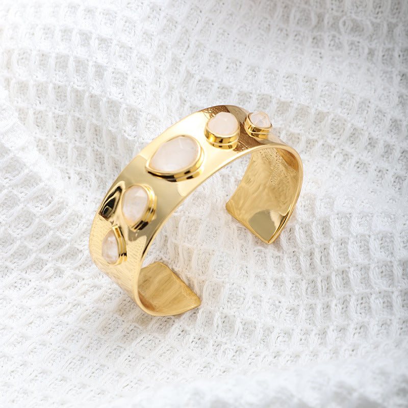 Minimalist Gold Plated Open Bangle - Versatile Advanced Style Bracelet