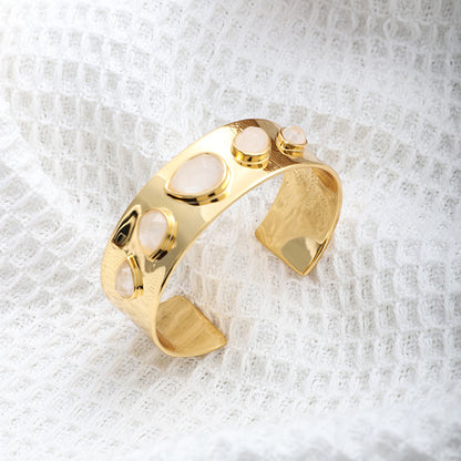 Minimalist Gold Plated Open Bangle - Versatile Advanced Style Bracelet
