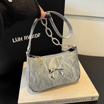 Mini Bow Accent PU Leather Crossbody Bag (Multiple Colors)