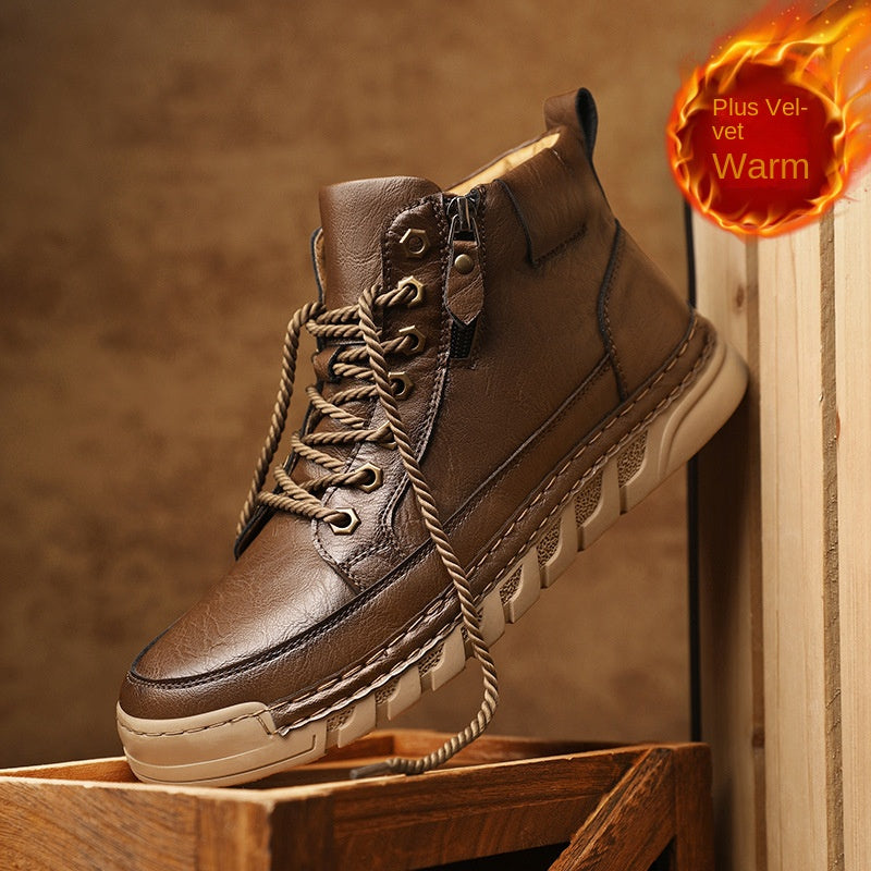 Premium Outdoor Martin Boots for Men – Trendy Thick Sole Mid-Cut Autumn & Winter Fashion Boots