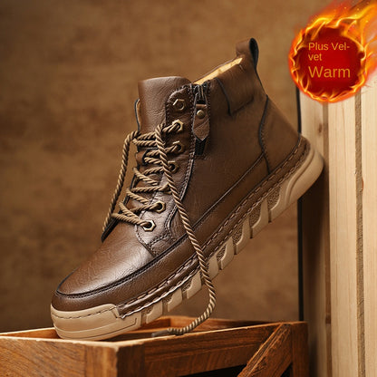 Premium Outdoor Martin Boots for Men – Trendy Thick Sole Mid-Cut Autumn & Winter Fashion Boots