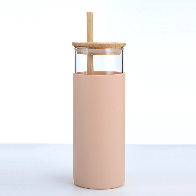 High Borosilicate Glass Tumbler with Bamboo Lid and Silicone Sleeve