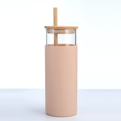 High Borosilicate Glass Tumbler with Bamboo Lid and Silicone Sleeve