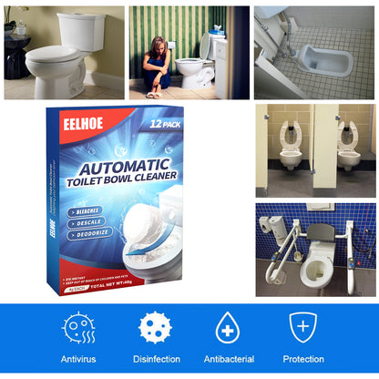 12-Pack Automatic Toilet Bowl Cleaner Tablets – Deep Descaling & Deodorizing Effervescent Tablets