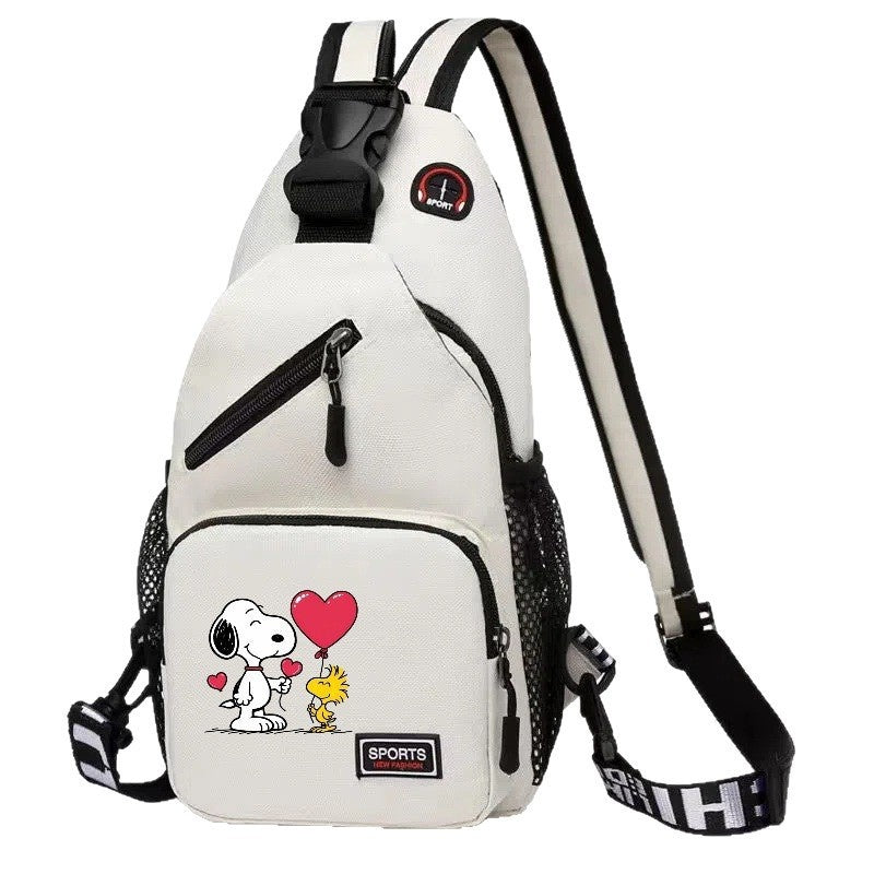 Snoopy Cartoon Print Crossbody Sling Bag - Large Capacity Chest Pack & Shoulder Backpack