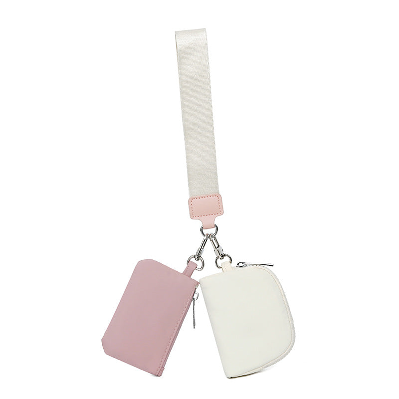Portable 2-in-1 Mini Wristlet Card Bag - Bank Card & Coin Change Storage Small Purse Set