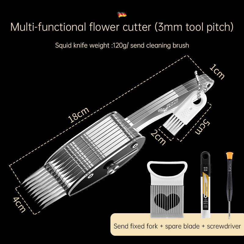 Multi-Blade Stainless Steel Vegetable Slicer & Carving Tool - Precision Squid Flower Knife & Scallion Silk Cutter