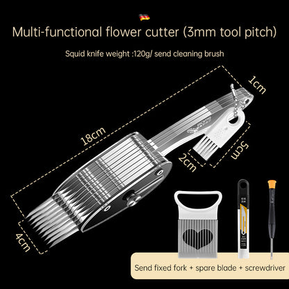 Multi-Blade Stainless Steel Vegetable Slicer & Carving Tool - Precision Squid Flower Knife & Scallion Silk Cutter