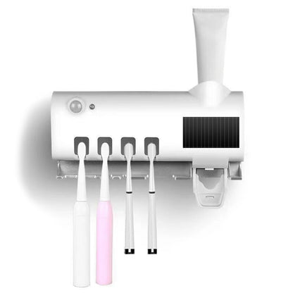 Smart UV Toothbrush Sanitizer & Holder – Wall-Mounted Automatic Toothpaste Squeezer for Bathroom Hygiene