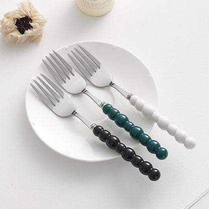 4-Piece Designer Pearl Handle Cutlery Set - Elegant Emerald Green & Stainless Steel Flatware