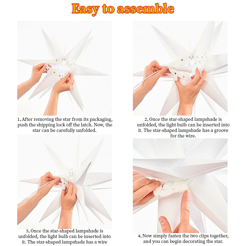 3D XXL LED Star Window Light (60cm) – Warm Glow | Hanging Christmas Decoration with Timer (IP44)