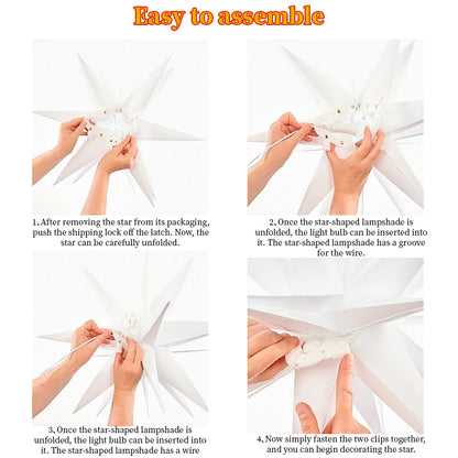 3D XXL LED Star Window Light (60cm) – Warm Glow | Hanging Christmas Decoration with Timer (IP44)