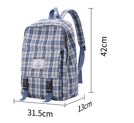 Casual Harajuku Style Plaid School Backpack for High School & Junior High Students