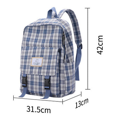 Casual Harajuku Style Plaid School Backpack for High School & Junior High Students