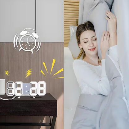 3D LED Digital Alarm Clock - Modern Wall & Desk Clock with Colorful Display