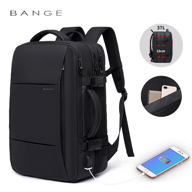 BANGE Men's Large Capacity Expandable Backpack - Waterproof Business, Travel & College Computer Bag