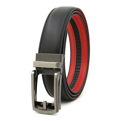 Men's Automatic Buckle Ratchet Belt | Premium Two-Layer Cowhide Leather Click Belt