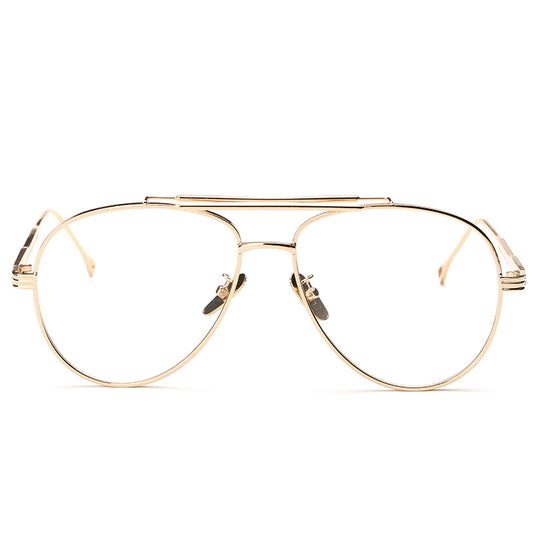 Unisex Luxury Gold-Frame Aviator Glasses - Vintage Clear Lens Fashion Eyewear