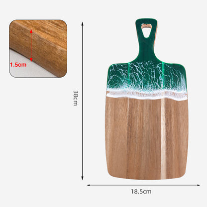 Luxury Resin Ocean Wave Wood Cutting Board - Handmade Acacia Wood Charcuterie Board