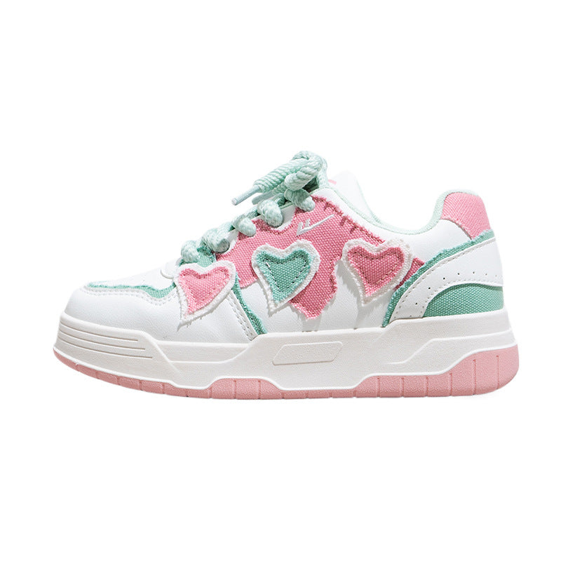 Women's Love Heart Dopamine Sneakers - Thick Soled Comfortable Fashion Shoes