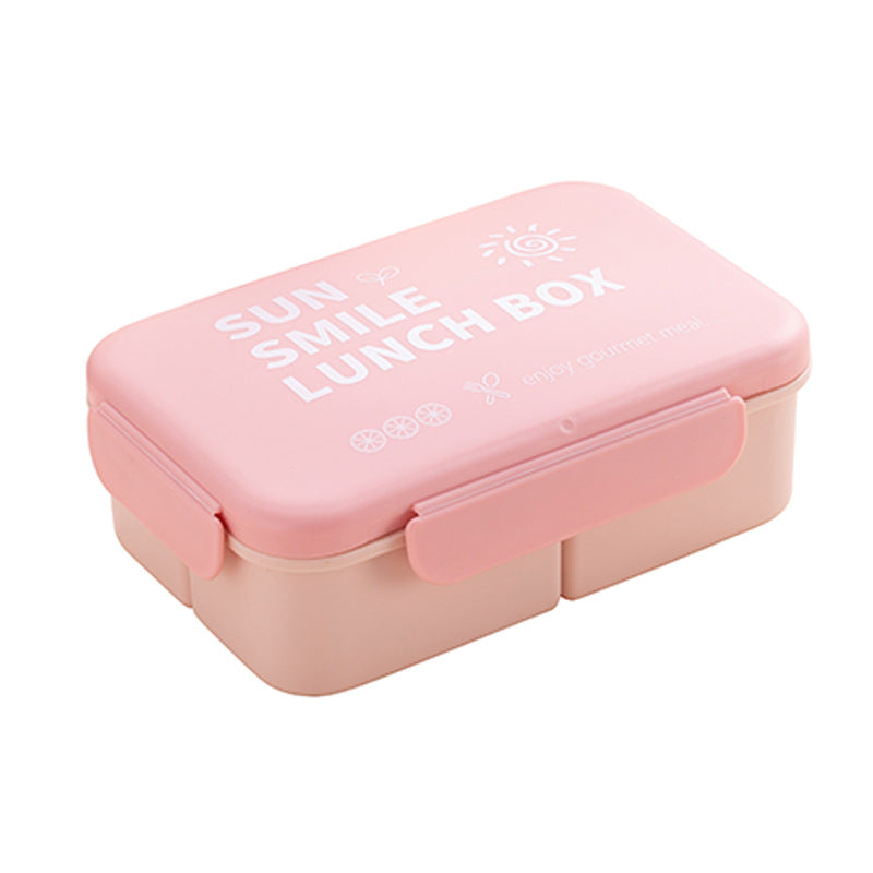 Stylish Pastel Bento Lunch Box - Microwave Safe 3-Compartment Food Container with Spoon & Fork (Portable & Leak-Proof)
