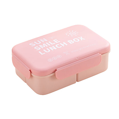 Stylish Pastel Bento Lunch Box - Microwave Safe 3-Compartment Food Container with Spoon & Fork (Portable & Leak-Proof)