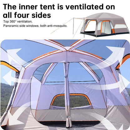 Waterproof Double Layer Family Camping Tent | Windproof & UV Resistant
