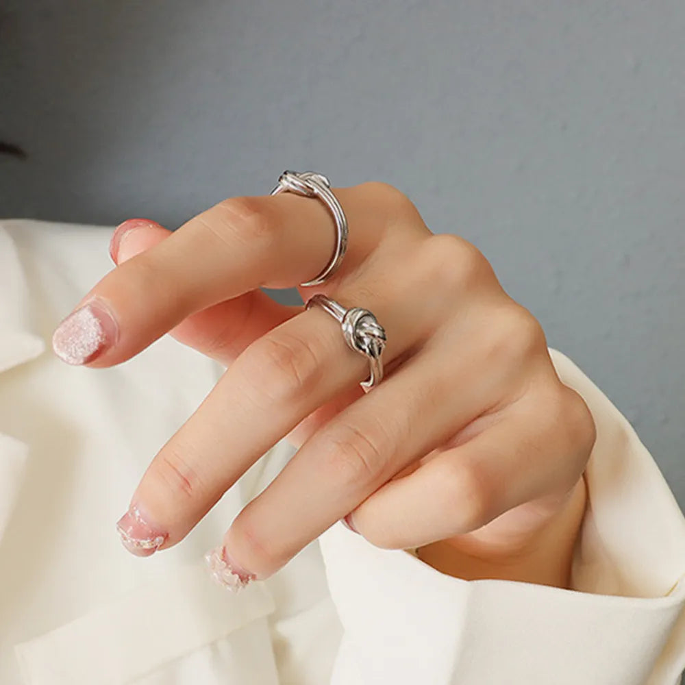 Minimalist Titanium Steel Love Knot Ring