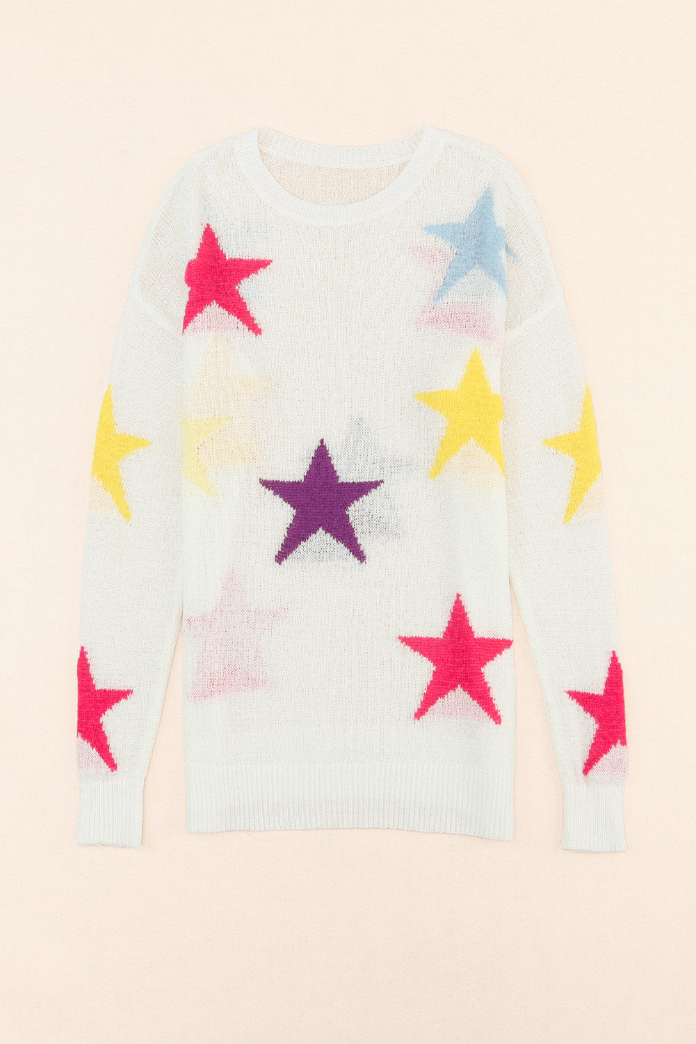 Women's Chic Star Print Loose Knit Sweater - Soft & Trendy